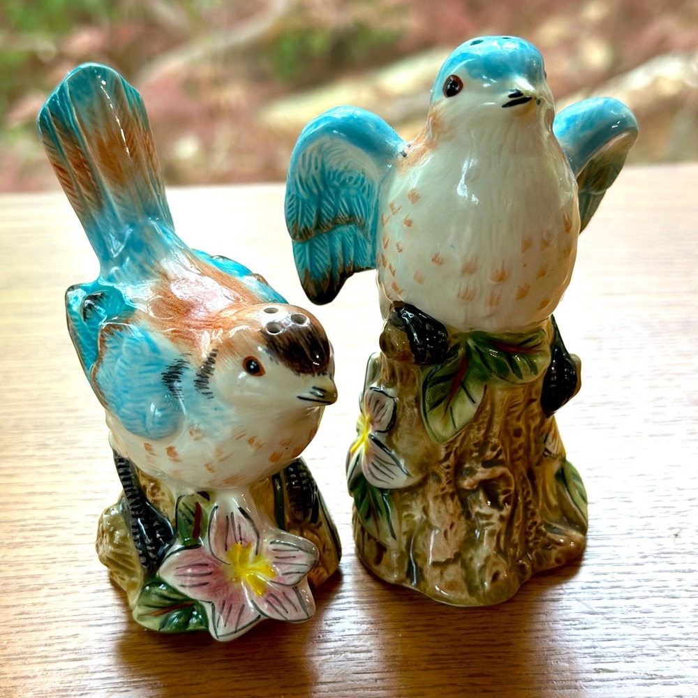 Fitz & Floyd Toulouse Blue Figural Salt & Pepper Set VGUC